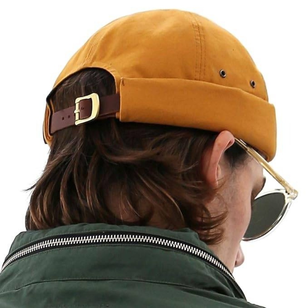 Undercontrol Brimless Cap Unisex One Size Mustard Canvas Leather Strap Edgy